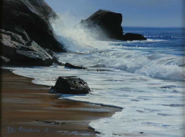 Lot image - Peter Ellenshaw American, b.1913 SURF ON A ROCKY COAST, 1964