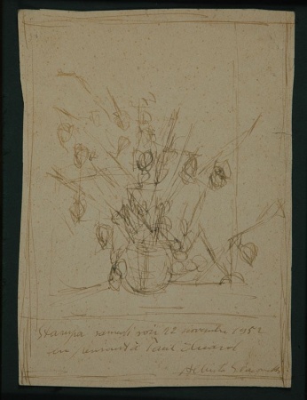Lot image - Alberto Giacometti Swiss, 1901-1966 EN PENSANT A PAUL ELUARD (STILL LIFE WITH FLOWERS)
