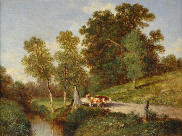 Lot image - David Johnson 1827-1908 IN THE RAVINE, BORDENS FARM, WALDEN, ORANGE CO. N.Y.