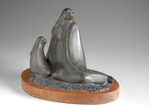 Lot image - Allan Houser (Haozous) American, 1914-1994 MOTHER AND CHILD