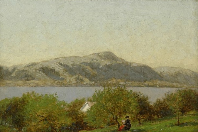Lot image - John Bunyan Bristol 1826-1909 SKETCH AT HAGUE, LAKE GEORGE