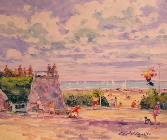 Lot image - Georges Yoldjoglou French, b.1935 SUR LE DIQUE AU TOUQUET