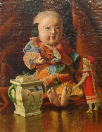 Lot image - Continental School 19th/20th Century STILL LIFE WITH CHINESE DOLL