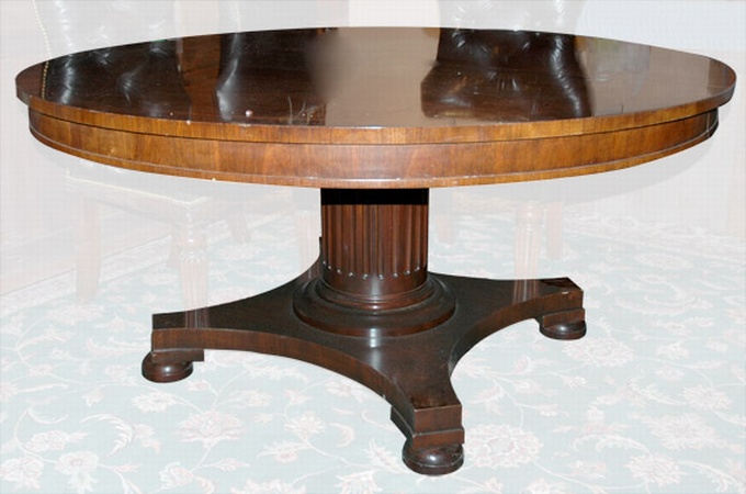 Lot image - Neoclassical Style Mahogany Pedestal Dining Table