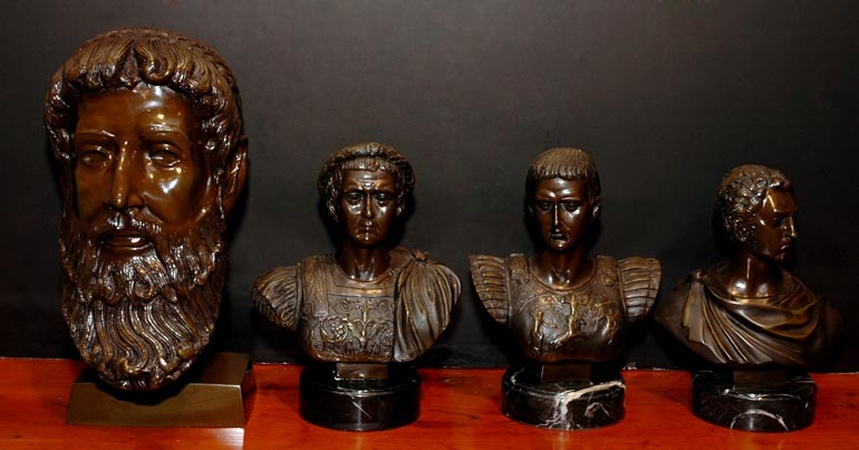 Lot image - Set of Four Bronze Busts