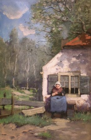 Lot image - Tony Lodewijk George Offermans Dutch, 1854-1911 WOMAN BEFORE A COTTAGE