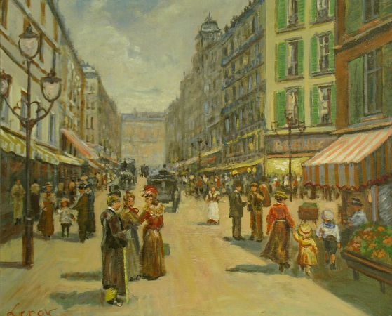 Lot image - Bartholomeus Francois Schouten (Leroy) Belgian, 20th century STREET SCENE WITH FIGURES
