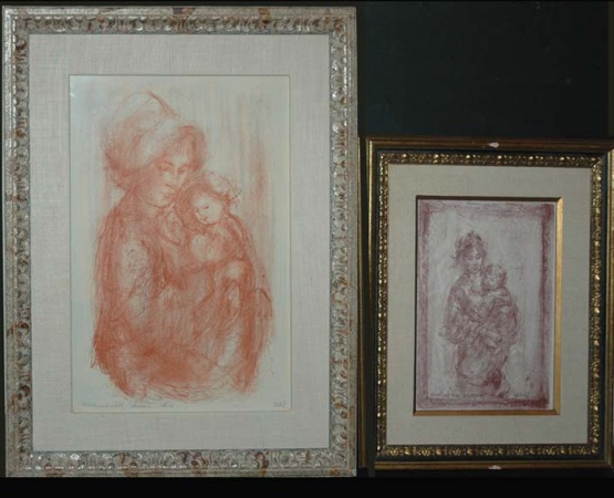 Lot image - Edna Hibel MOTHER AND BABY and MOTHER AND CHILD Two color lithographs