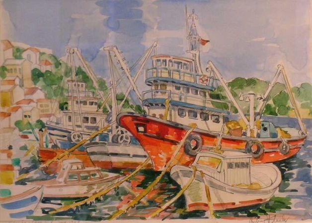 Lot image - Audrey Flack American, b.1931 HARBOR SCENE, SARIYER, ISTANBUL