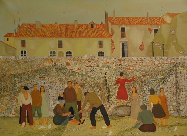 Lot image - Max Savy 20th Century LES FILETS SUR LE MUR