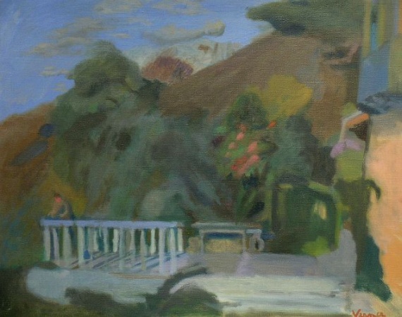 Lot image - Germaine Verna French, 1900-1975 FIGURE ON A TERRACE, VILLA LUDWIG