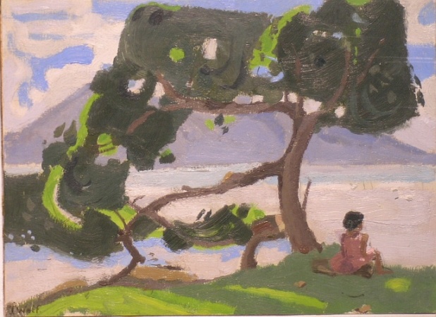 Lot image - American School 20th Century GIRL IN A LANDSCAPE: A DOUBLE-SIDED WORK