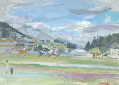 Lot image - Germaine Verna French, 1900-1975 HORSE RACE AT ST. MORITZ, 1954