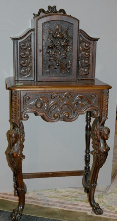 Lot image - Renaissance Style Carved Mahogany Cabinet on Stand