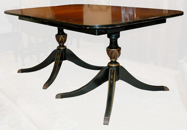 Lot image - Georgian Style Mahogany Double Pedestal Dining Table with Three Leaves
