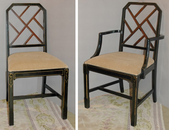 Lot image - Set of Six Regency Style Painted Dining Chairs including Two Armchairs