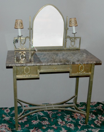 Lot image - Victorian Style Marble Top Brass Vanity