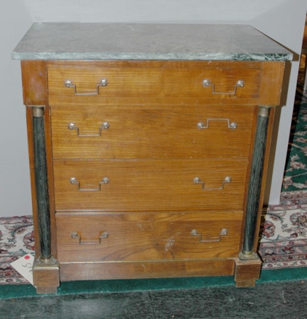 Lot image - Empire Style Mahogany Marble Top Commode