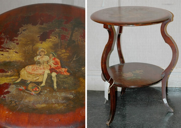 Lot image - Victorian Polychrome Painted Two-Tier Circular Table