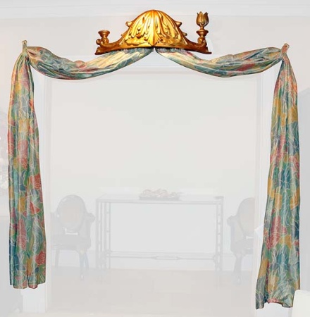 Lot image - Louis XVI Style Gilt-Wood Bed Corona with Flame Finials