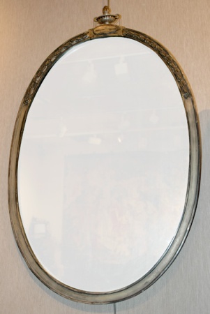 Lot image - Neoclassical Style Silvered-Wood Oval Mirror