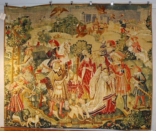 Lot image - French Block Printed Tapestry