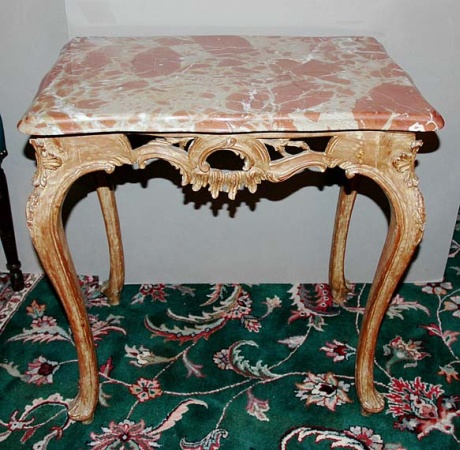 Lot image - Louis XV Style Marble Top Painted Low Table