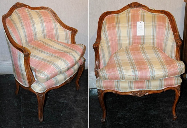 Lot image - Pair of Louis XV Style Upholstered Walnut Armchairs