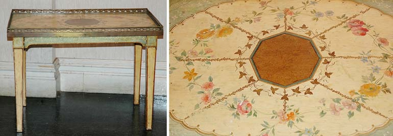 Lot image - Neoclassical Style Brass Mounted Painted Low Table