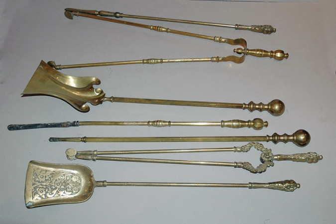 Lot image - Miscellaneous Group of Brass Fireplace Tools