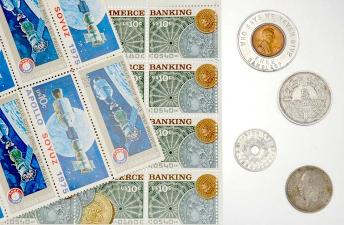 Lot image - Assorted Stamps and Coins