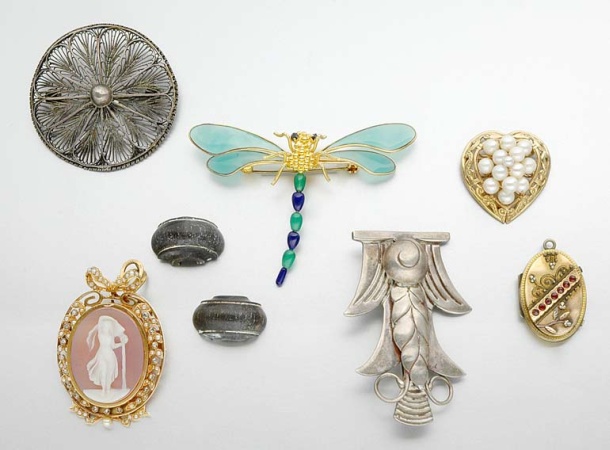 Lot image - Group of Gold, Sterling Silver and Metal Jewelry