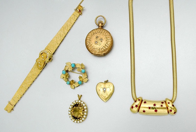 Lot image - Group of Assorted Gold, White Gold and Diamond Jewelry