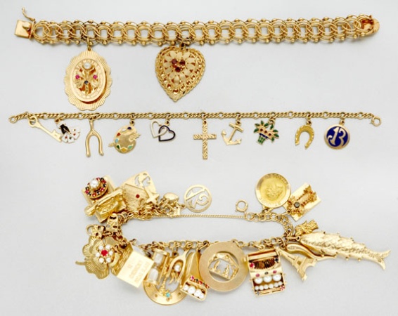Lot image - Three Gold Charm Bracelets