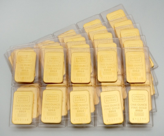 Lot image - Fifty 1 Ounce Credit Suisse Gold Bars