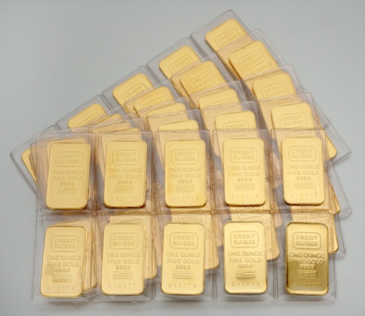 Lot image - Fifty 1 Ounce Credit Suisse Gold Bars
