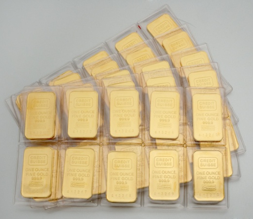 Lot image - Fifty 1 Ounce Credit Suisse Gold Bars