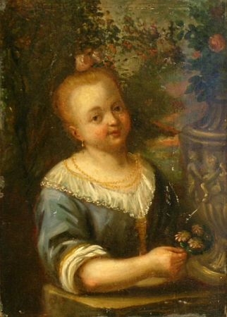 Lot image - French School 18th Century YOUNG WOMAN IN A GARDEN