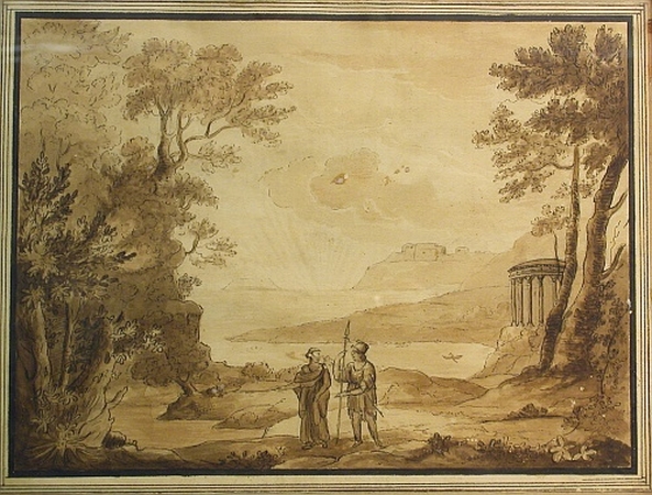 Lot image - Manner of Claude Lorrain FIGURES IN A LANDSCAPE WITH RUINS