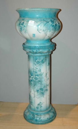 Lot image - Floral Decorated Pottery Jardiniere on Stand