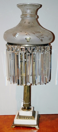 Lot image - Victorian Style Etched and Frosted Glass Lamp