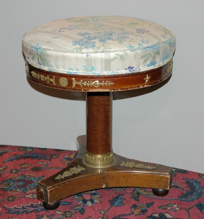 Lot image - Empire Style Gilt-Metal Mounted Mahogany Piano Stool