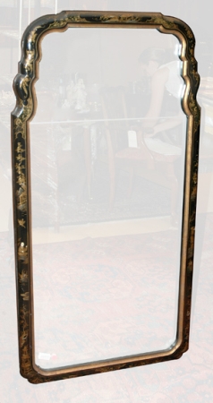 Lot image - Queen Anne Style Chinoiserie Decorated Ebonized Mirror