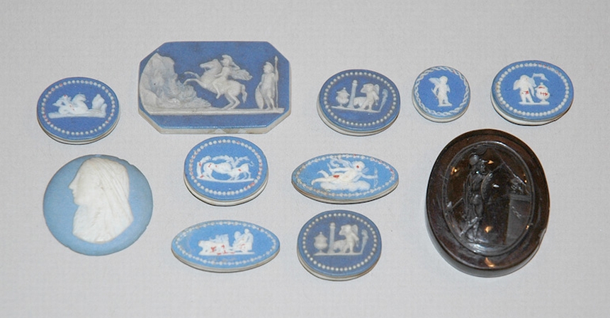 Lot image - Ten Jasperware Miniature Plaques