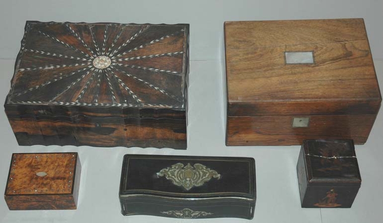 Lot image - Group of Five Wooden Boxes