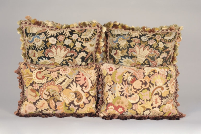 Lot image - Four Needlework Pillows