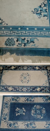 Lot image - Chinese Rug; Together with Two Antique Chinese Mats