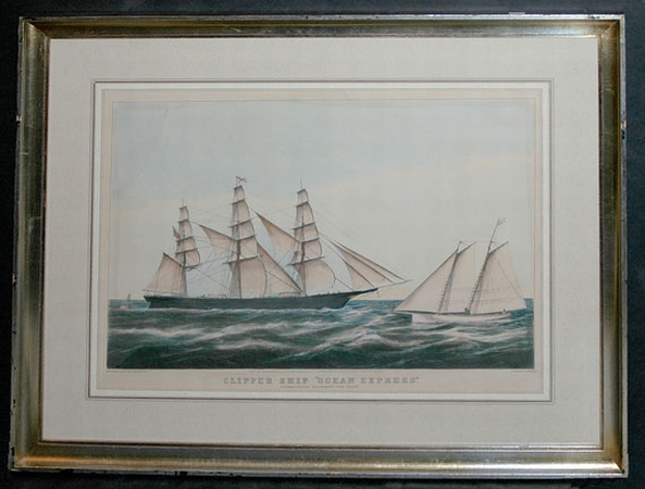 Lot image - Currier & Ives, publishers CLIPPER SHIP OCEAN EXPRESS Hand-colored lithograph, 1856, later impression