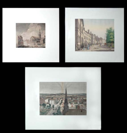 Lot image - After Bennett BROADWAY FROM THE BOWLING GREEN Etching and aquatint, later impression; t/w Two Other Prints of New York City (3)