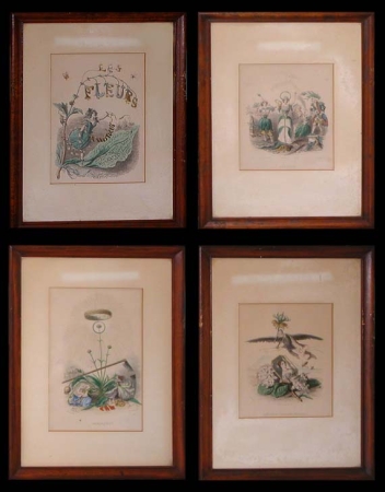 Lot image - Jean Ignace Grandville FLEURS ANIMEES Thirteen hand-colored engravings